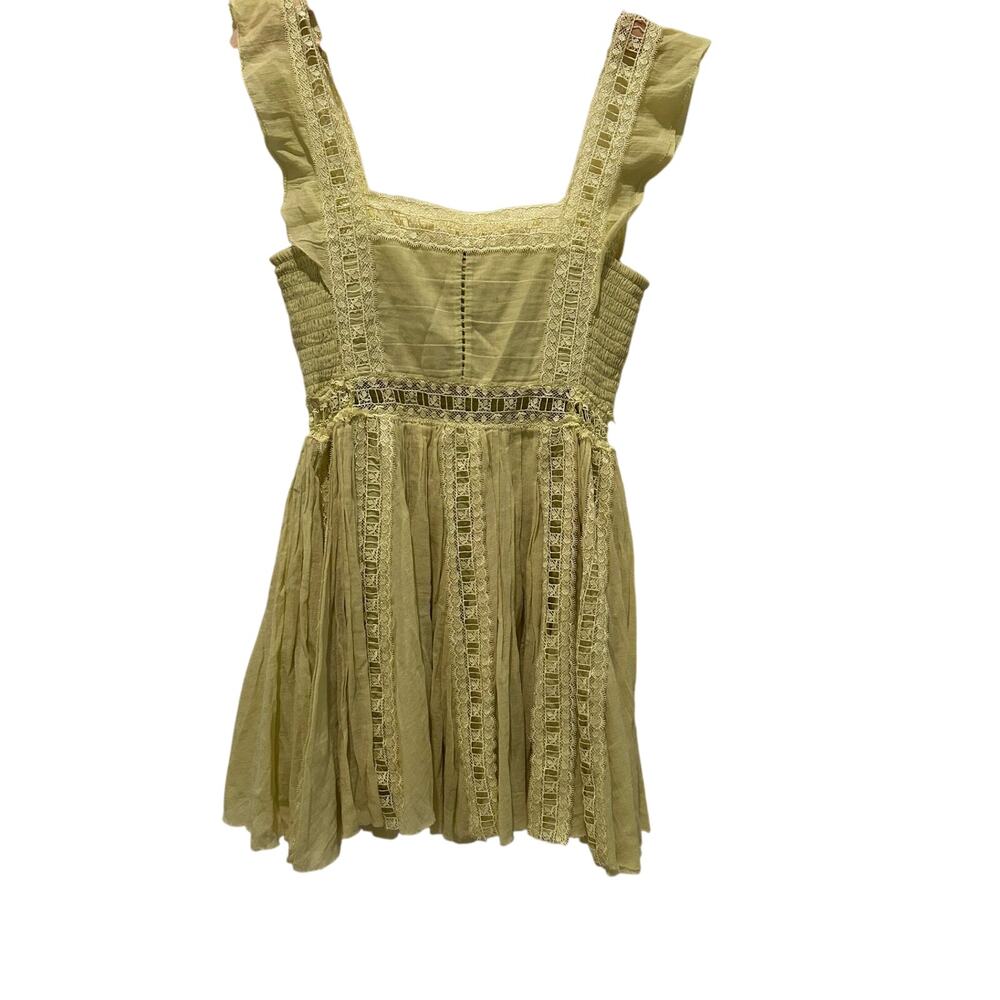 Free People FP One Verona Mini Dress SZM Lace Square Neck Romantic Yellow - Picture 8 of 10